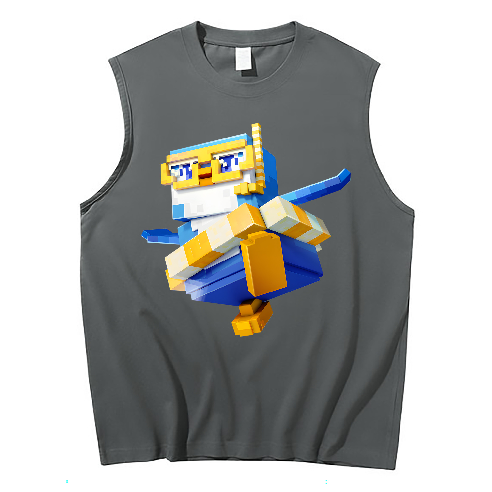 （画像用） マインクラフト ブロックの世界 Minecraft MC Block world コットン100％タンクトップ（フロントプリント）